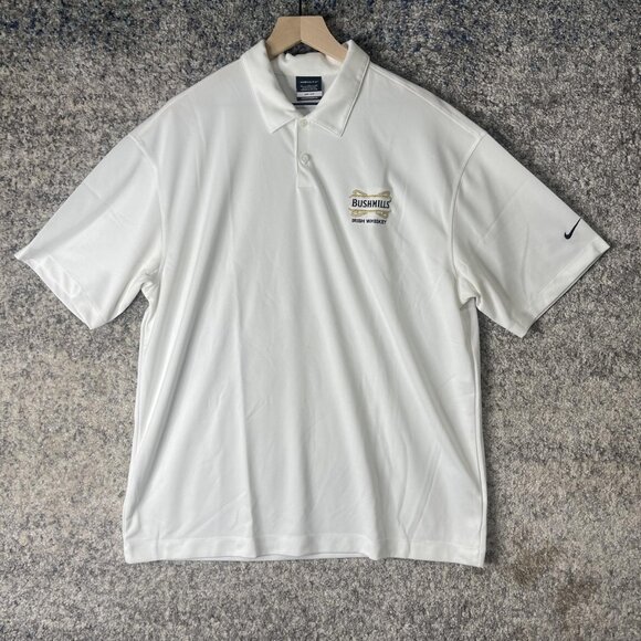 Nike Golf Polo Shirt Mens Extra Large White Dri-FIT Bushmills Irish Whiskey - Picture 1 of 6